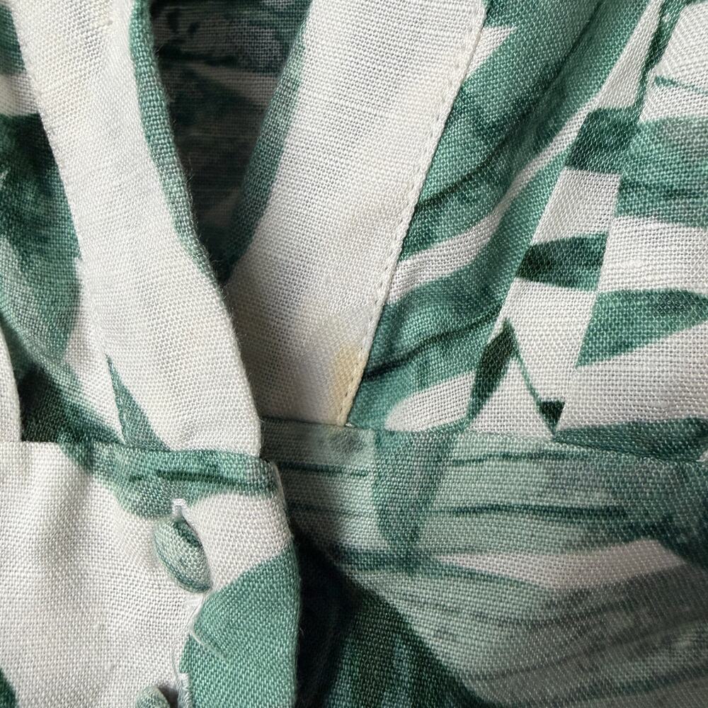 Johanna Ortiz x H&M White Green Palm Linen Blend Midi Dress Size M - Picture 5 of 6